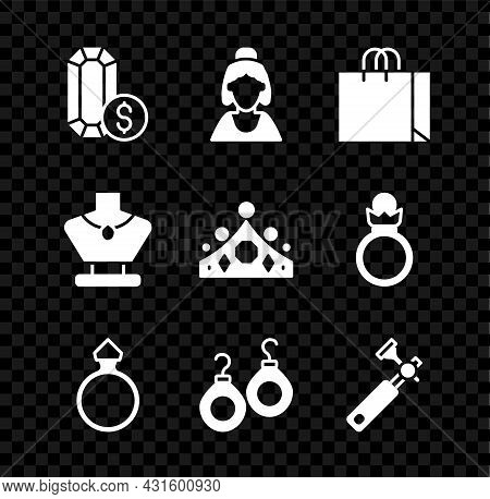 Set Jewelry Online Shopping, Consultant Of Jewelry Store, Shopping Bag, Diamond Engagement Ring, Ear