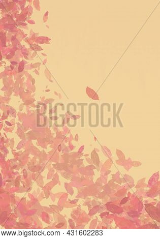 Cute Autumn Seamless Pattern And Background. Red Leaves On A Yellow Background Poster Template