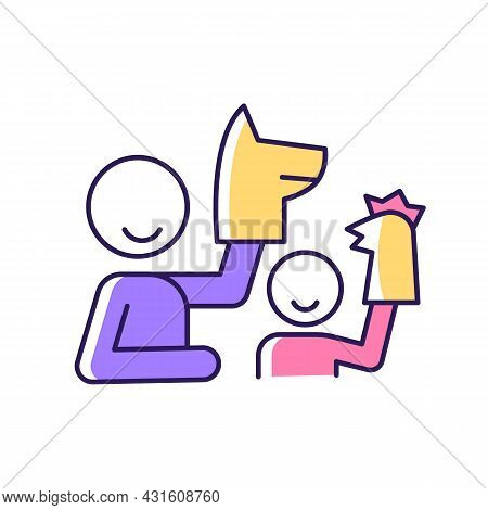 Playing With Puppets Rgb Color Icon. Teaching Kid About Emotions. Puppetry Theatre. Entertainment Fo