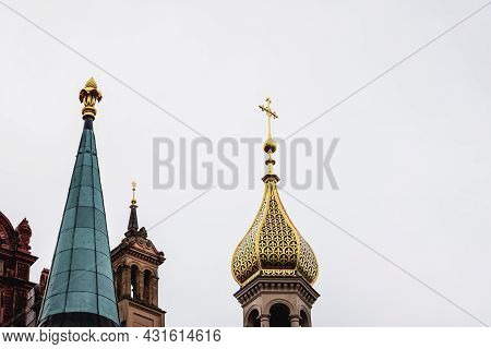 Schwerin, Germany - August 2, 2019: Byzantine Towers In Schwerin Castle, One Of The Most Important W