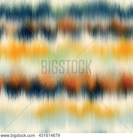 Seamless Vector Tie Dye Multicolor Bleeding Stripe Pattern For Surface Print