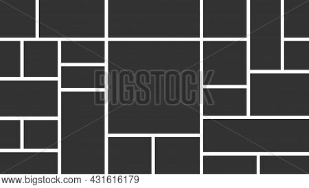 Vector Empty Photo Frame. Collage Template For 25 Pictures. Frames For Memory.