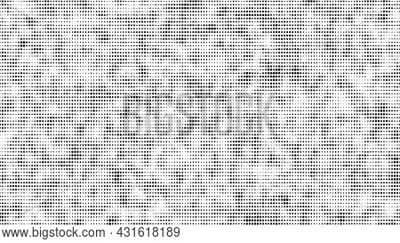 Black Dots Texture With Noise Effect. Abstract Halftone Background. Vector Glitch Backdrop. Digital 