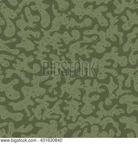 Vermillion Vector Seamless Pattern Background. Historical Style Backdrop In Sage Green With Abstract