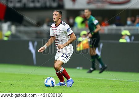 Gabriele Zappa Of Cagliari Calcio  Controls The Ball During The Serie A Match Between Ac Milan And C