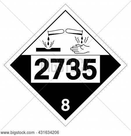Un2735 Class 8 Alkylamines  Symbol Sign, Vector Illustration, Isolate On White Background Label. Eps