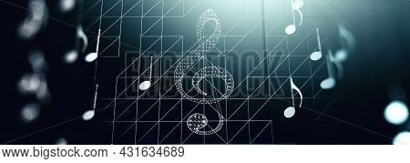 Dubstep And Techno Music Abstract Background.clef Key.computing And Internet Music Concept.3d Illust