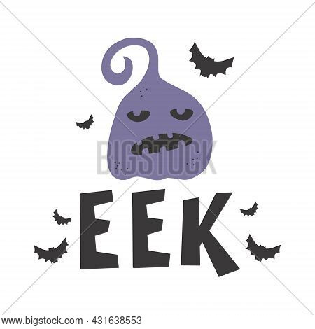 Halloween, Eek - Silhouette Text Banner Hand Drawn Creative Calligraphy And Brush Pen Lettering. Des