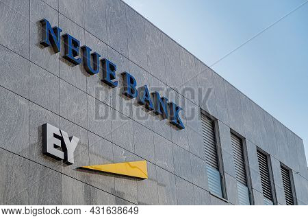 Vaduz, Liechtenstein - March 28, 2020: Neue Bank Is A Private Bank Based In Vaduz In The Principalit