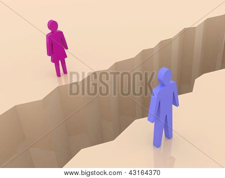 Erkek ve kadın iki ayrılık crack bölme.