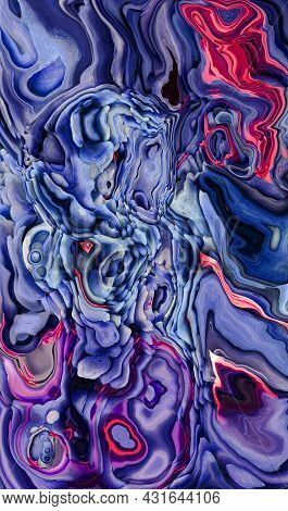 Abstract Blue, Red And Violet Fluid Texture. Swirling Paint Effect Background. Color Gradient. Desig