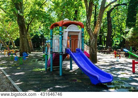 Outdoor Playground Fun For Children In Cismigiu -bucharest, Romania, 2021