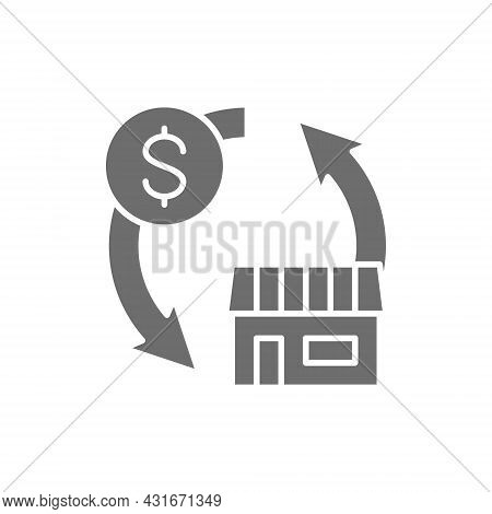 Real Estate Sales, Exchange Money For A House Grey Icon.