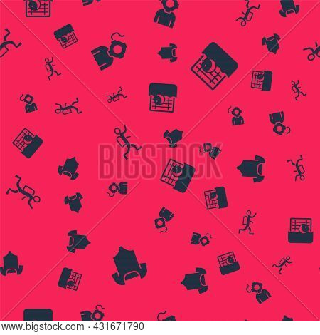 Set Swimsuit, Aqualung, Scuba Diver And Water Polo On Seamless Pattern. Vector