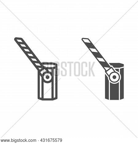 Striped Barrier, Turnpike Line And Solid Icon, Security Check Concept, Stop Toll Bar Vector Sign On 