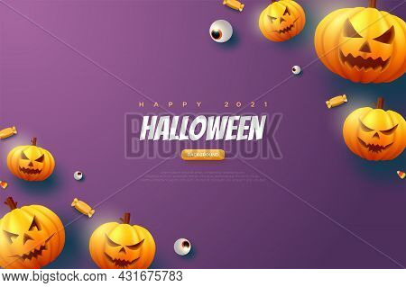 Halloween Pumpkin Blue Background Illustration Background Character