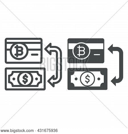 Currency And Electronic Money Exchange Line And Solid Icon, Cryptocurrency Concept, Btc Usd Vector S