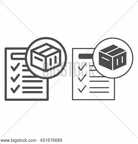 Waybill, Box, Sheet Of Paper, Checkmark, Form Line And Solid Icon, Documents Concept, Invoice Vector