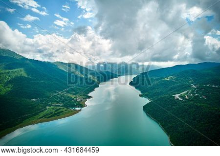 The Zhinvali Reservoir Is One Of The Most Beautiful And Picturesque Artificial Reservoirs In Georgia