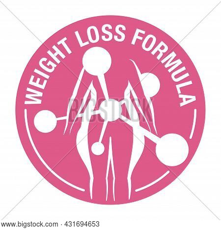 Weight Loss Formula Icon - Diet, Fitness Or Liposaction Logo - Fat And Skinny Woman Body. Flat Vecto