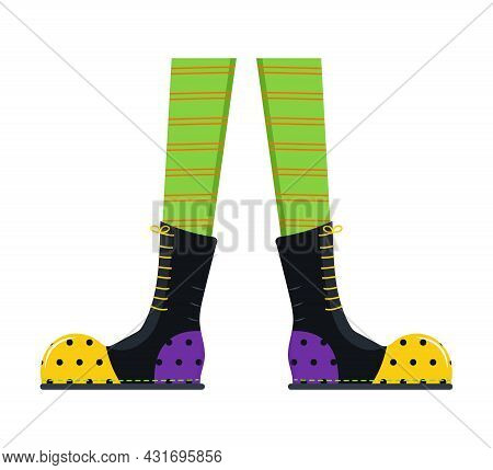 Witches Leg Vector. Halloween Funny, Scary Feet Boots.
