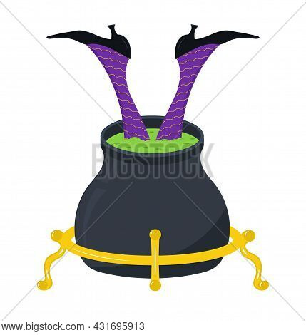 Witches Leg Vector. Halloween Funny, Scary Feet Boots.