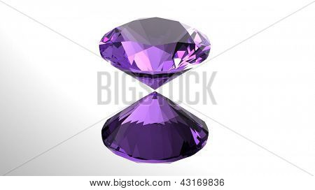 Schmuck Edelsteine Roung Form auf weißem Hintergrund Amethyst