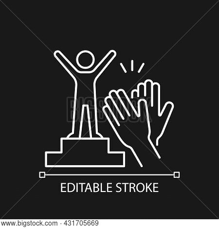 Recognition And Approval Motivation White Linear Icon For Dark Theme. Extrinsic Motivation. Thin Lin