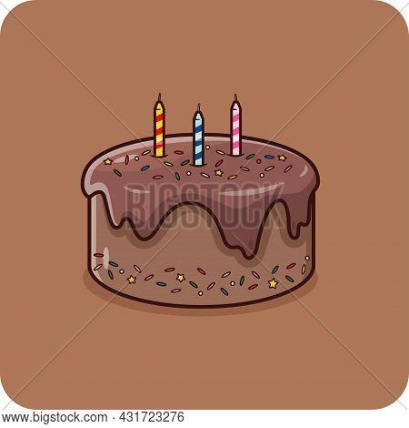 Chocolate Cake There Are Toppings On Top And Birthday Candles.