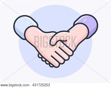 Shaking Hands With Other People To Say Hello Or Goodbye, Handshake Icon Vector Flat Design Illustrat