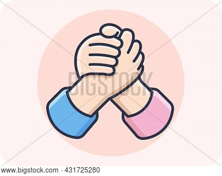 Shaking Hands,we Will Support Each Other, Icon Vector Flat Design Illustration.