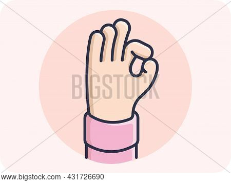 Hand Gestures Okey, Put Your Index Finger And Thumb Together To Form A Circle, Which Means Good Acce