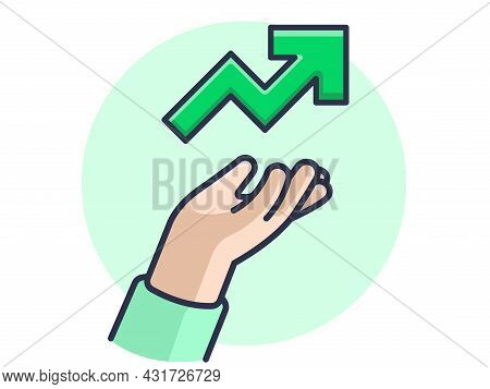 Hand Gesture Show Arrow Indicating A Profitable Investment, Emoji, Vector Design, Icon, Flat Design 