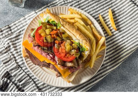 Homemade Chicago Jim Shoe Roast Beef Sandwich