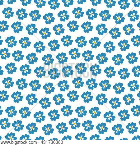 Cute Vector Seamless Pattern With Cartoon Flowers. It Can Be Used As Wallpaper, Poster, Print For Cl