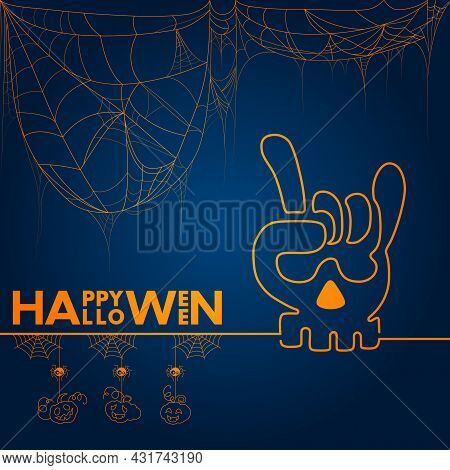 Happy Halloween. Spiderweb. Background Vector. Halloween Bones For Your Friends.