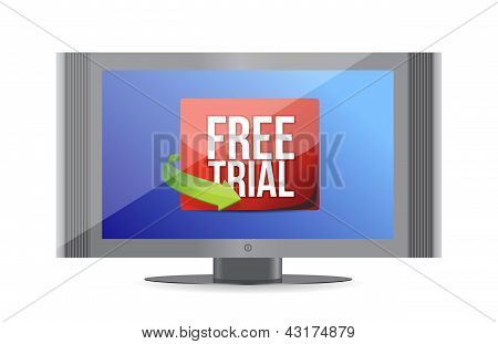 Etichetta Free Trial freccia sullo schermo