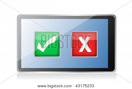 Ellenőrizze és az X jeleket kiválasztási Tablet