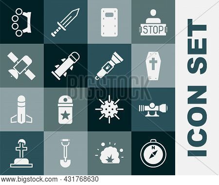 Set Compass, Sniper Optical Sight, Coffin With Cross, Military Assault Shield, Rocket, Satellite, Br