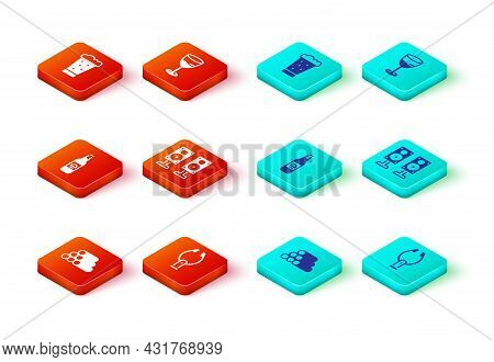 Set Wooden Logs, Meat Tongs, Beer Bottle, Stereo Speaker, Wine Glass And Glass Of Beer Icon. Vector