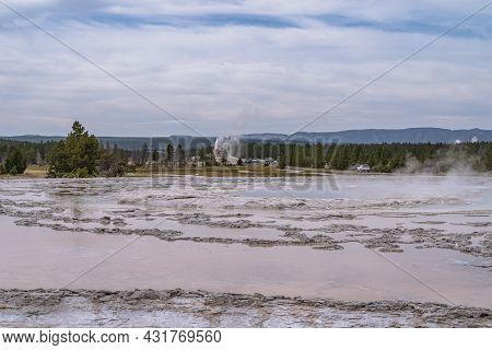 Great Fountain Geyser In Yellowstone National Park