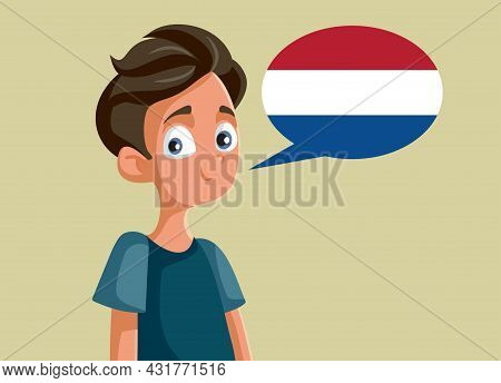 Teen Boy Speaking Dutch Language Vector Cartoon