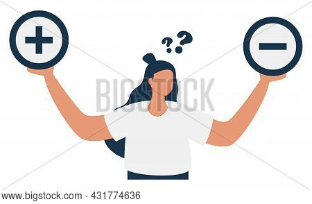Pros And Cons Advantage Comparison In Flat Tiny Persons Concept Vector Illustration. Choice Between 