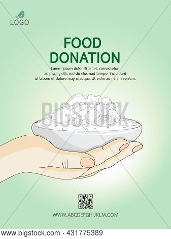 Food Sharing Charity Concept. People Donate Food Giving Homeless And Immigrant People With Humanitar