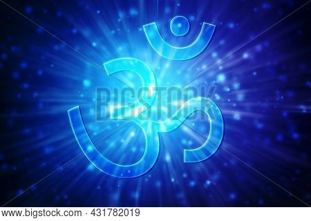Om Symbol On A Soft Glowing Abstract Background, Hindu, Hinduism Spiritual Backrgound
