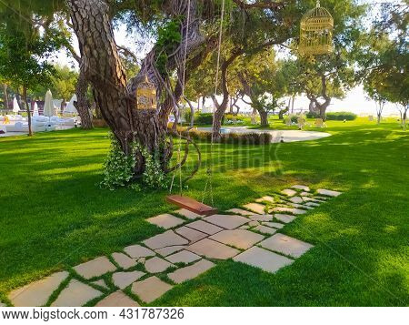 Beldibi, Kemer, Antalya, Turkey - May 11, 2021: The Territory Of The Rixos Beldibi Hotel
