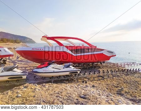 Beldibi, Kemer, Antalya, Turkey - May 11, 2021: The Territory Of The Rixos Beldibi Hotel