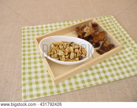 Roasted Beechnuts In A Bowl As A Healthy Snack