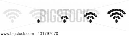 Wi-fi Connection Level Indicator. Set Of Hand-drawn Wi-fi Icons Isolated On White Background. Intern