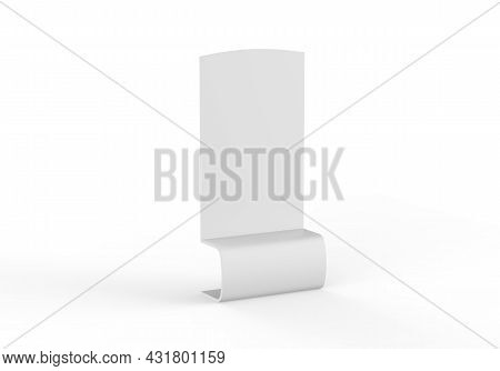 Curved Advertising Banner Stand Mockup On Isolated White Background, 3d Illustration